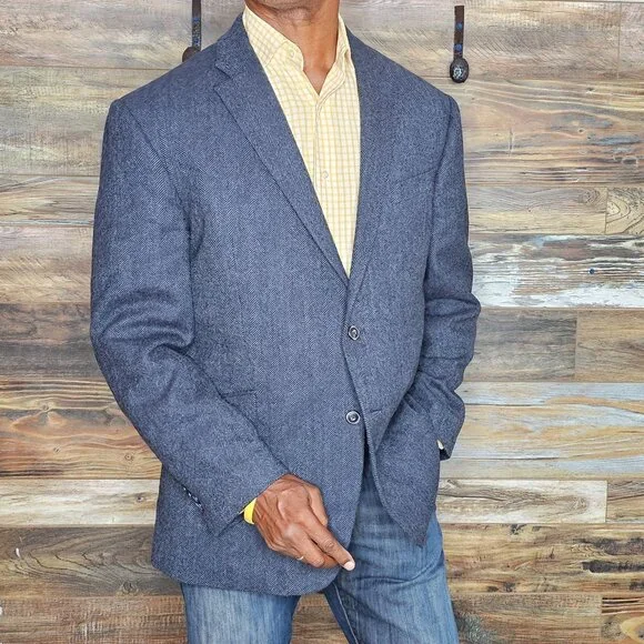 Jos. A. Bank 1905 Tweed Tailored Fit Wool Dual Vent Plaid Jacket Blazer 43R - Picture 8 of 11